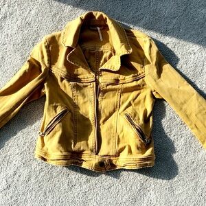 Free People Mustard Yellow Denim Jacket